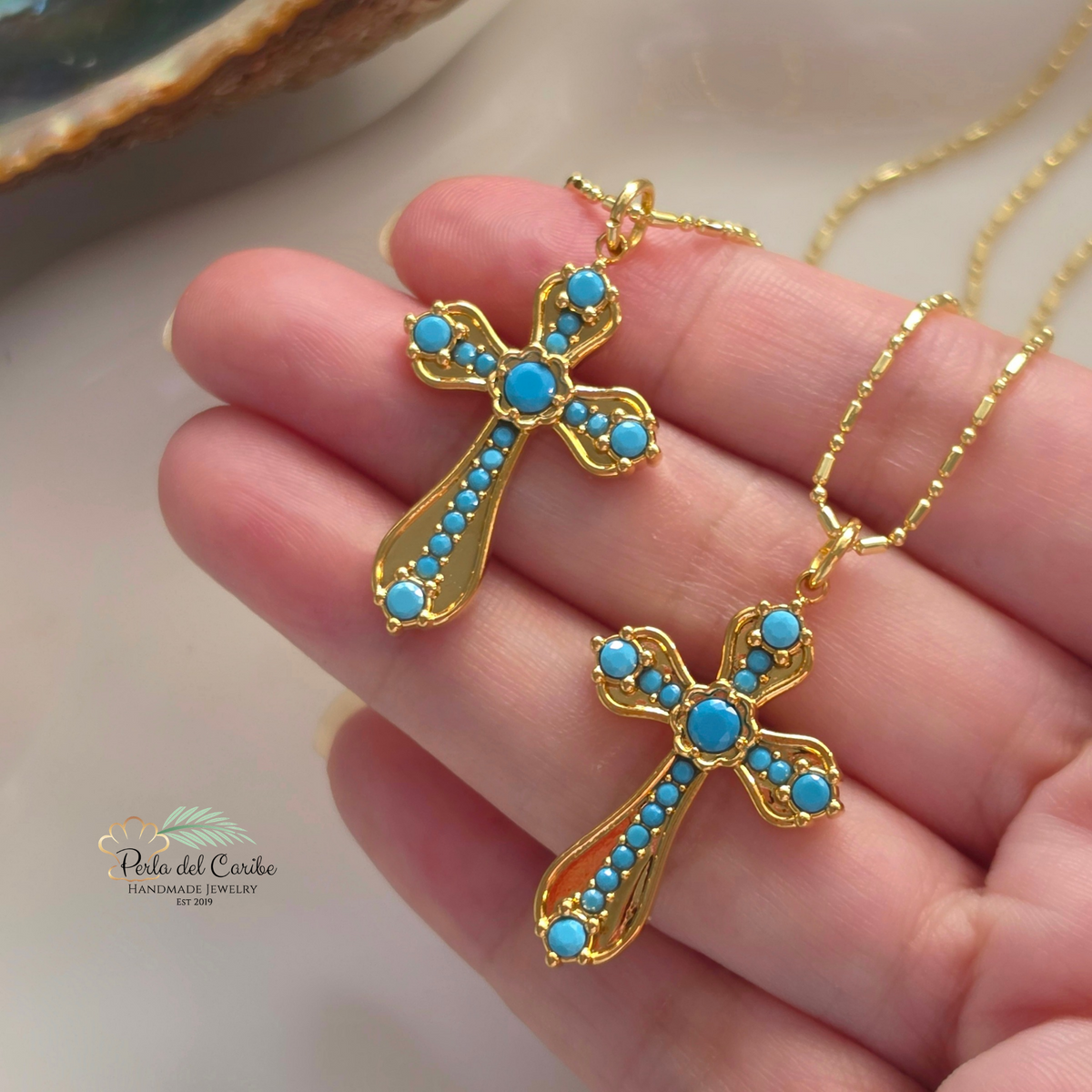 Turquoise Cross Chain
