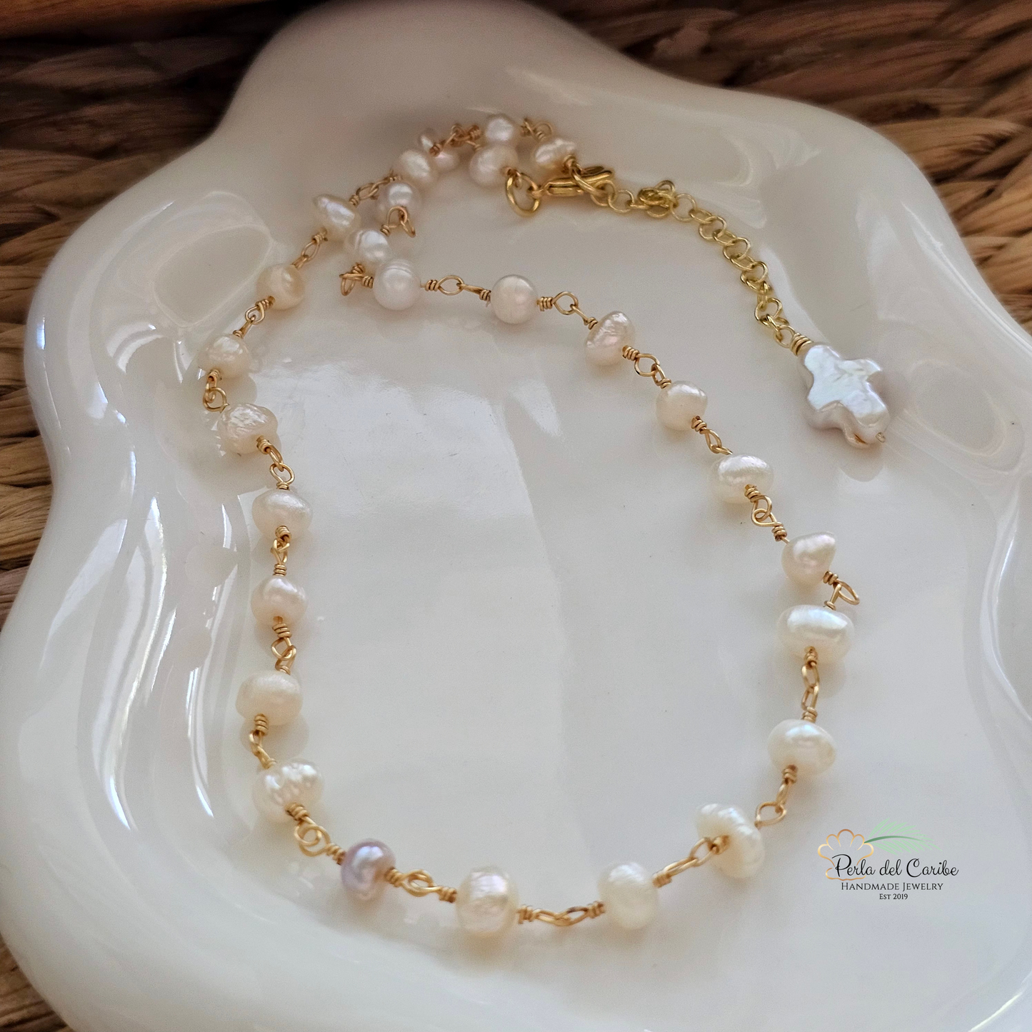 Pearl Cross Choker