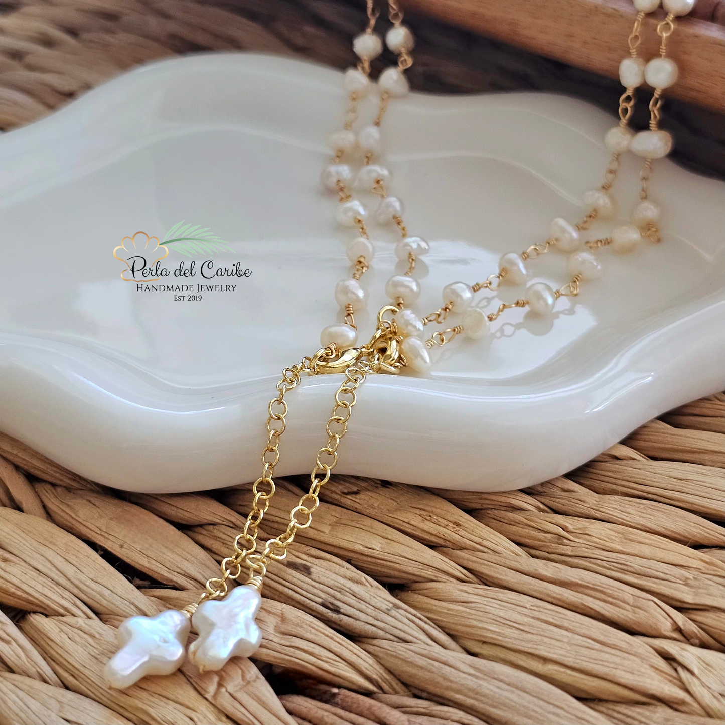Pearl Cross Choker