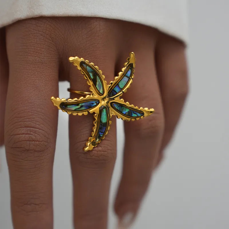 Abalone Shell Starfish Ring