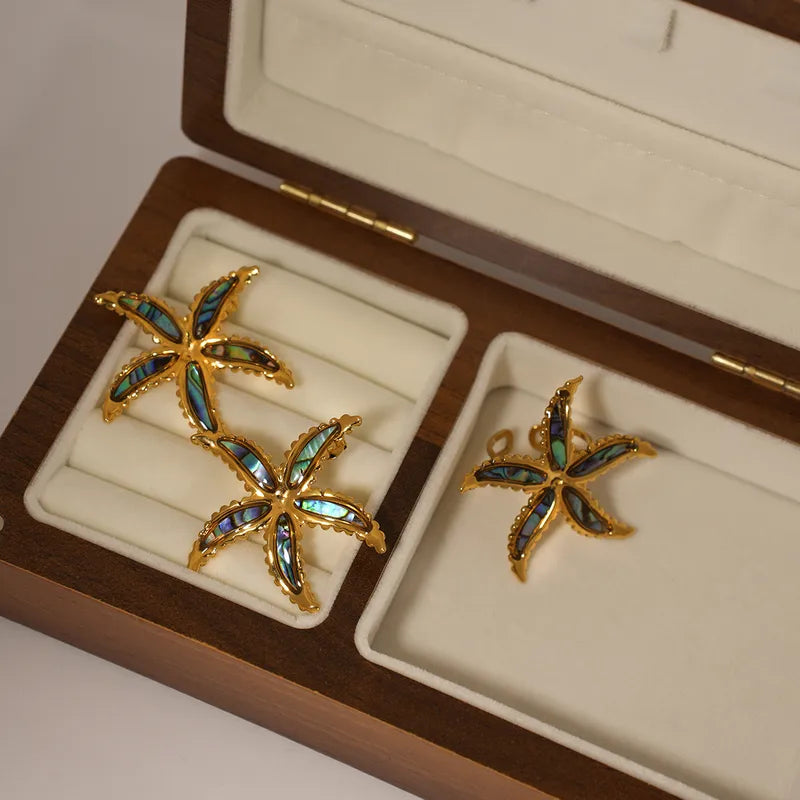 Abalone Shell Starfish Ring