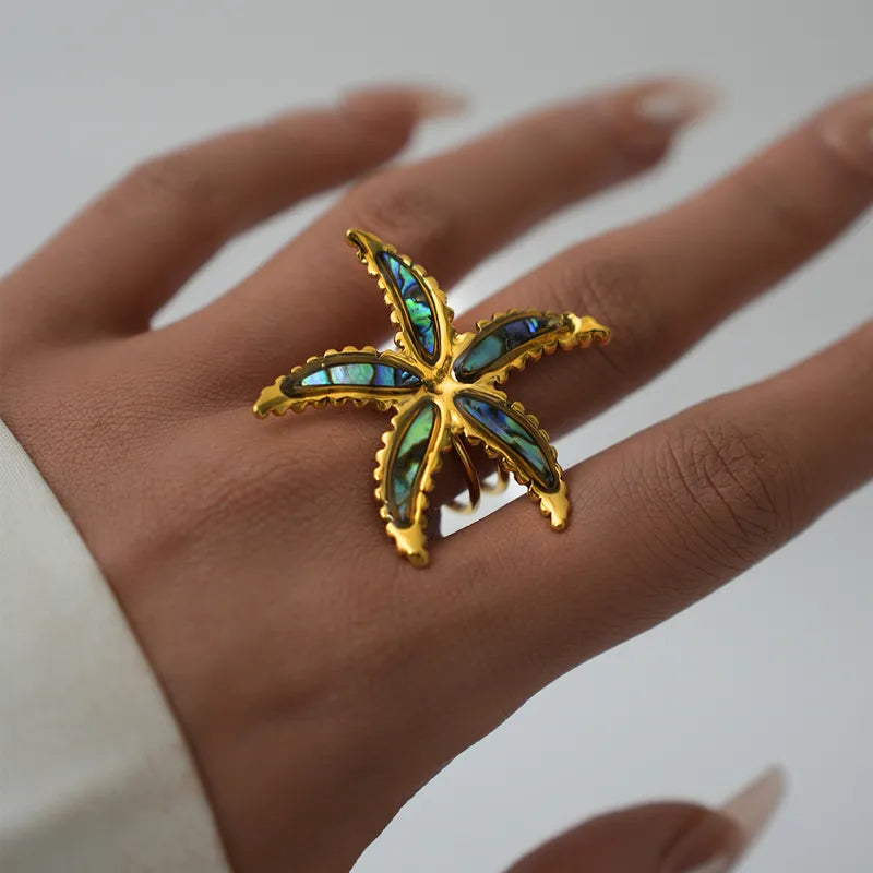 Abalone Shell Starfish Ring