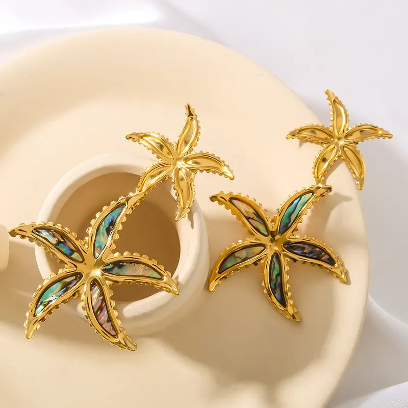 Abalone Shell Starfish Earrings