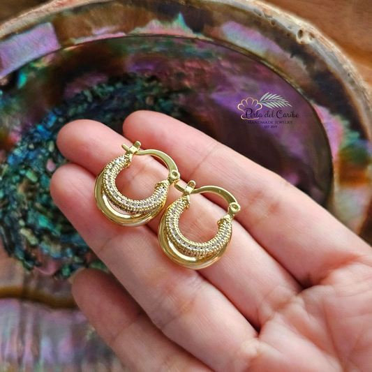 Zirconia Double Hoop Earrings