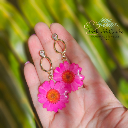 Encapsulated Flower Earrings