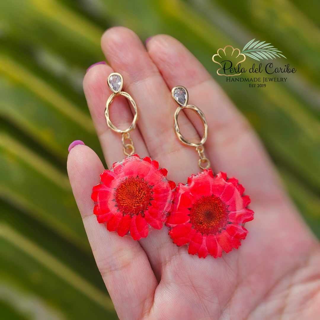 Encapsulated Flower Earrings