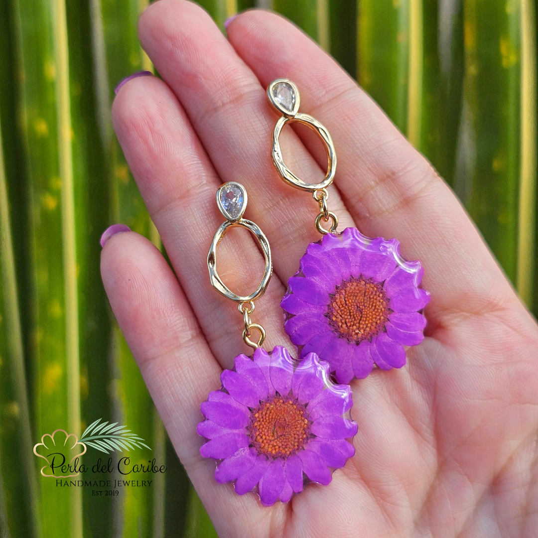 Encapsulated Flower Earrings