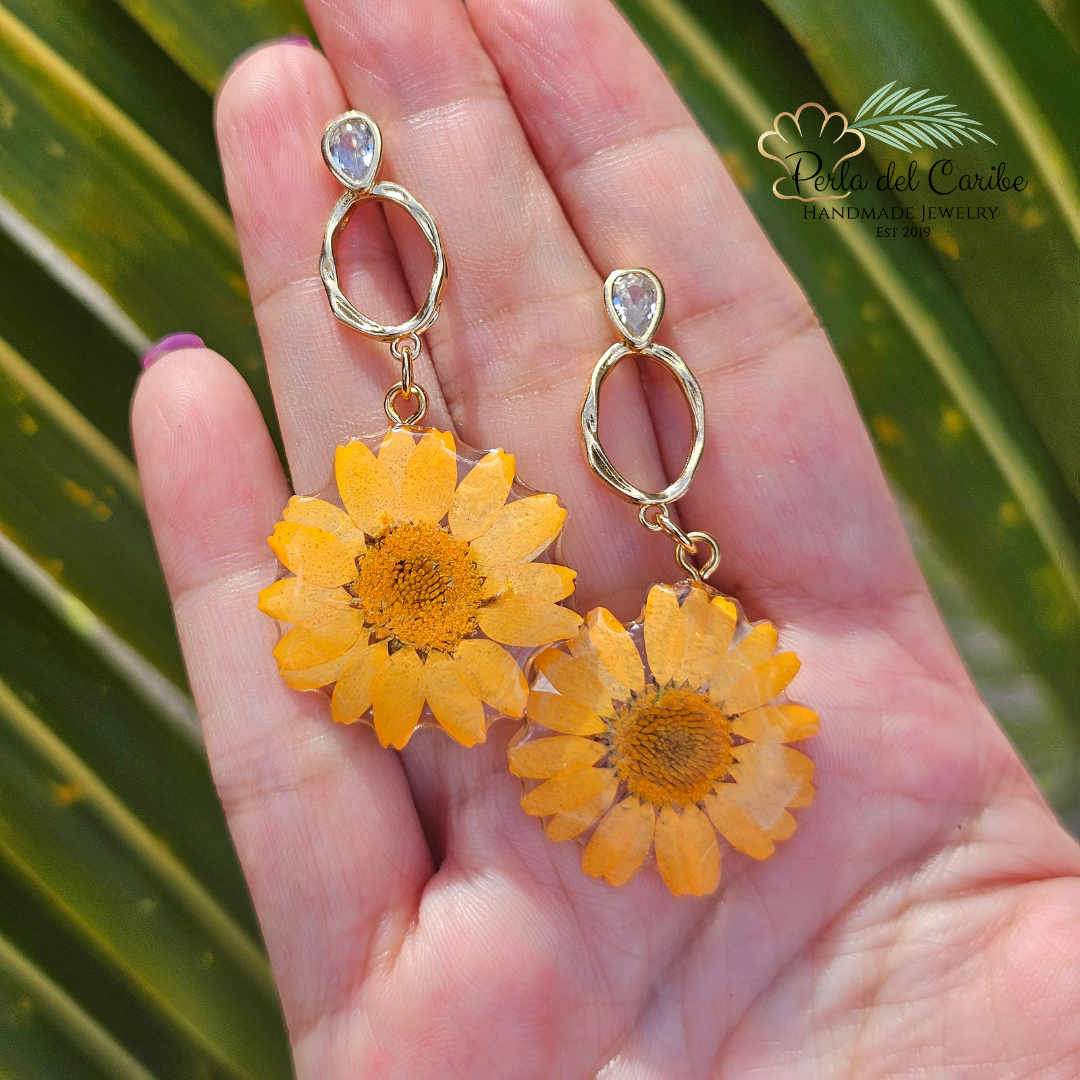 Encapsulated Flower Earrings