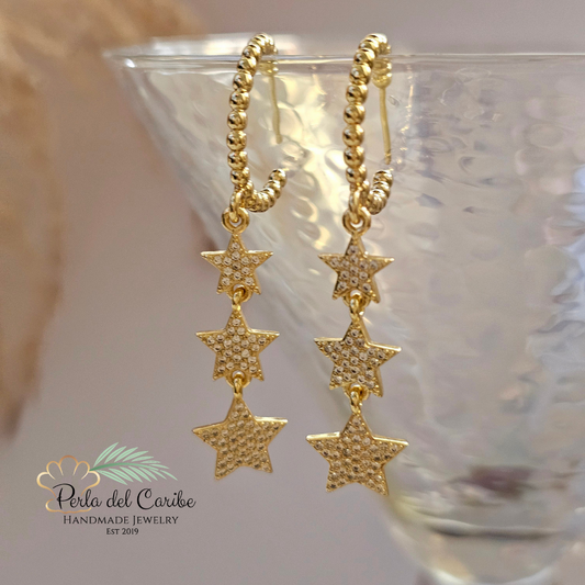 Triple Star Hoop Earrings