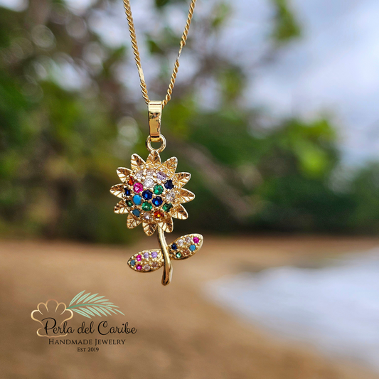 Multi-Colored Sunflower Pendant