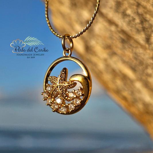 Starfish & Wave Zirconia Pendant