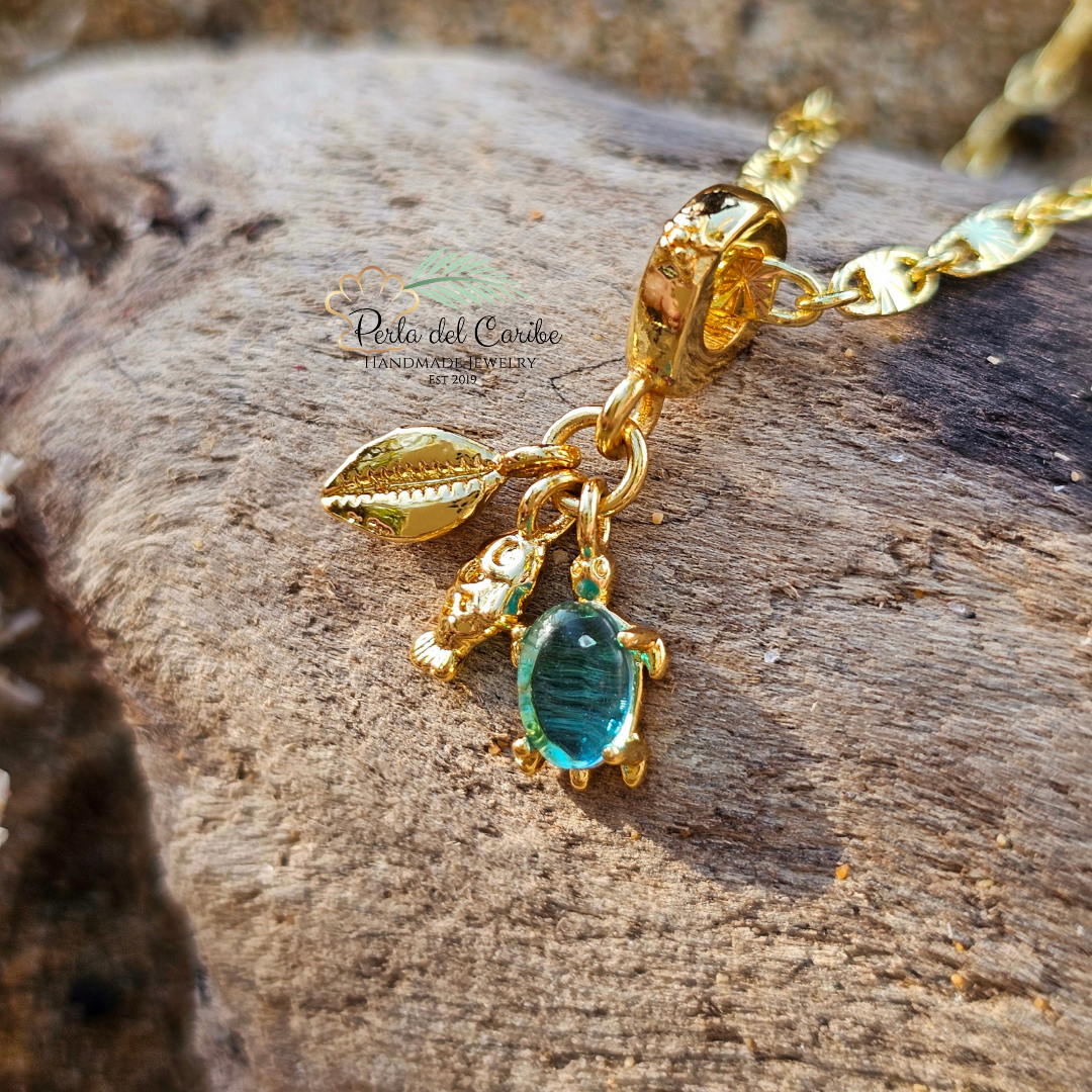 Ocean-Themed Gold-Plated Pendant