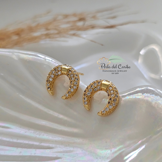 Crescent Moon Studs