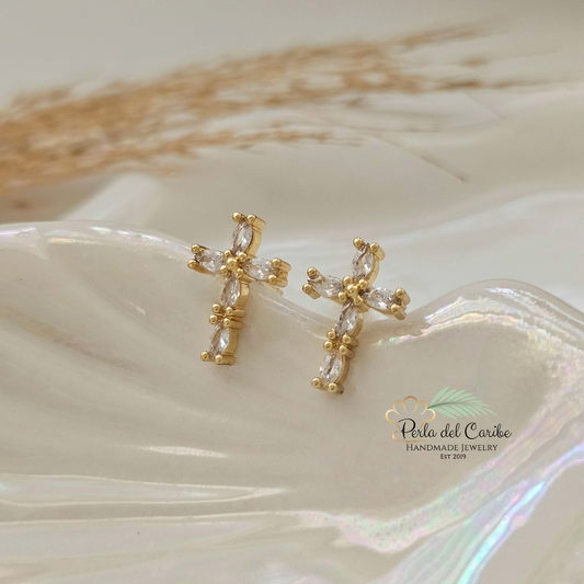 Small Zirconia Cross Studs