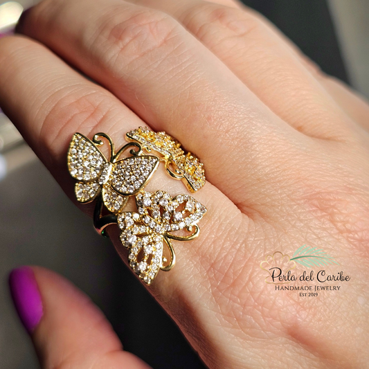 3 Butterflies Ring