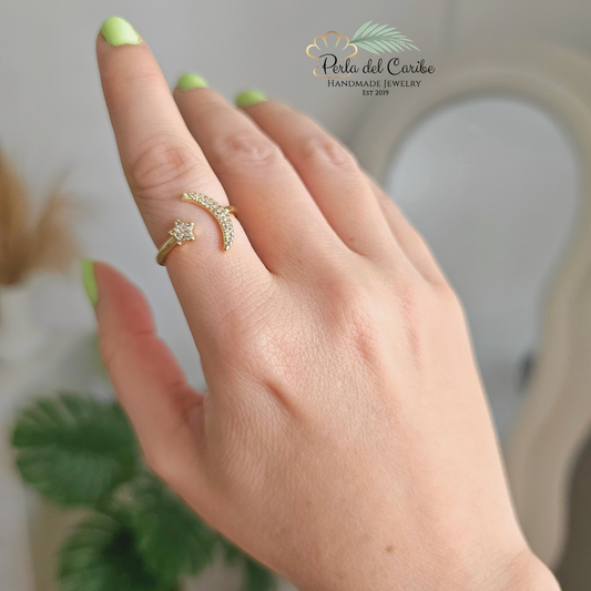 Moon & Star Ring