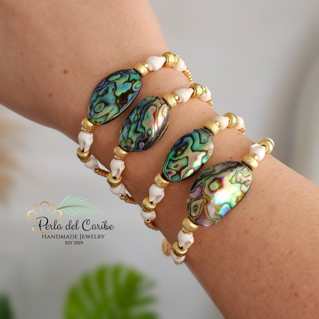 Abalone Shell and Seed Beads Bracelet