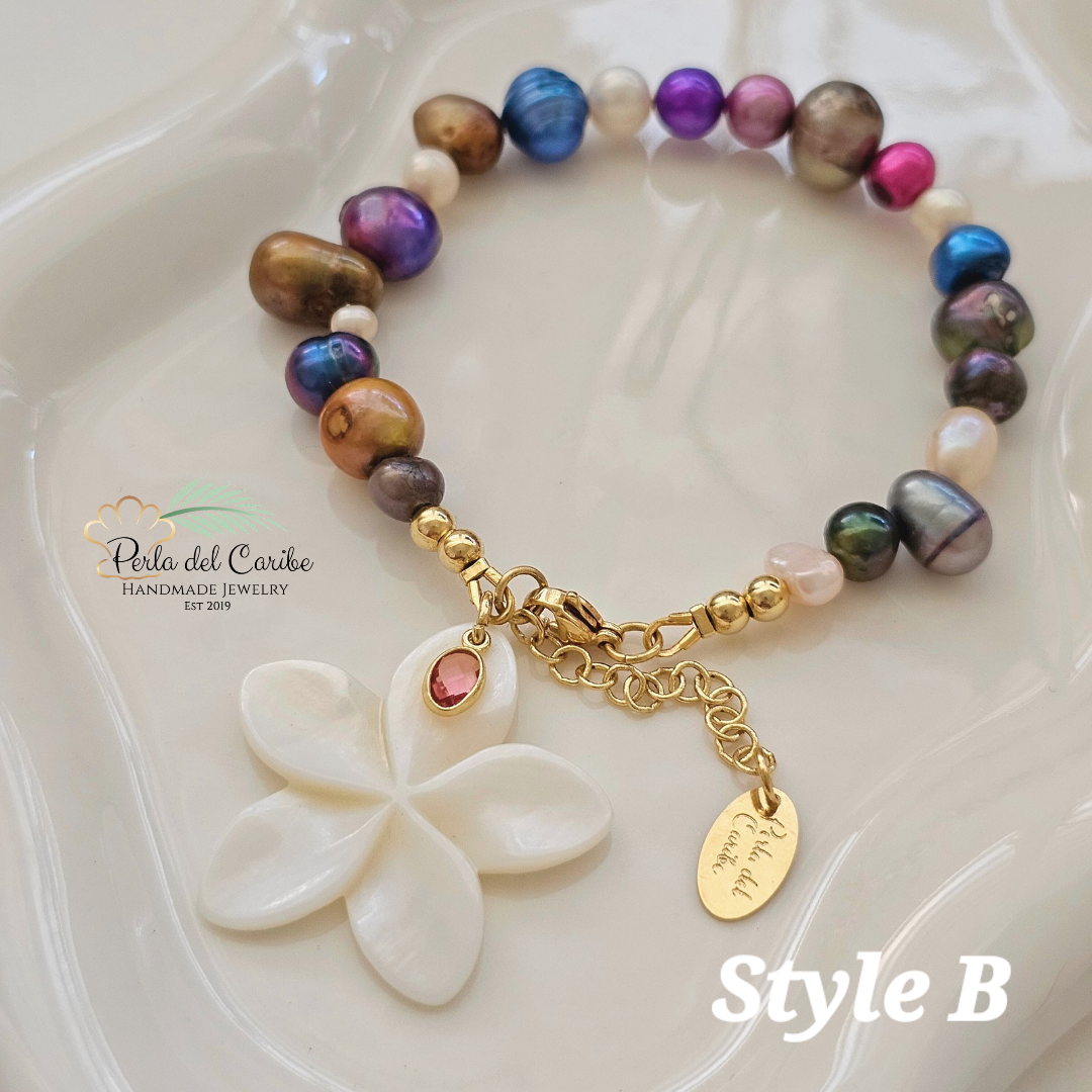 Mixed Pearls and Flower Bracelet