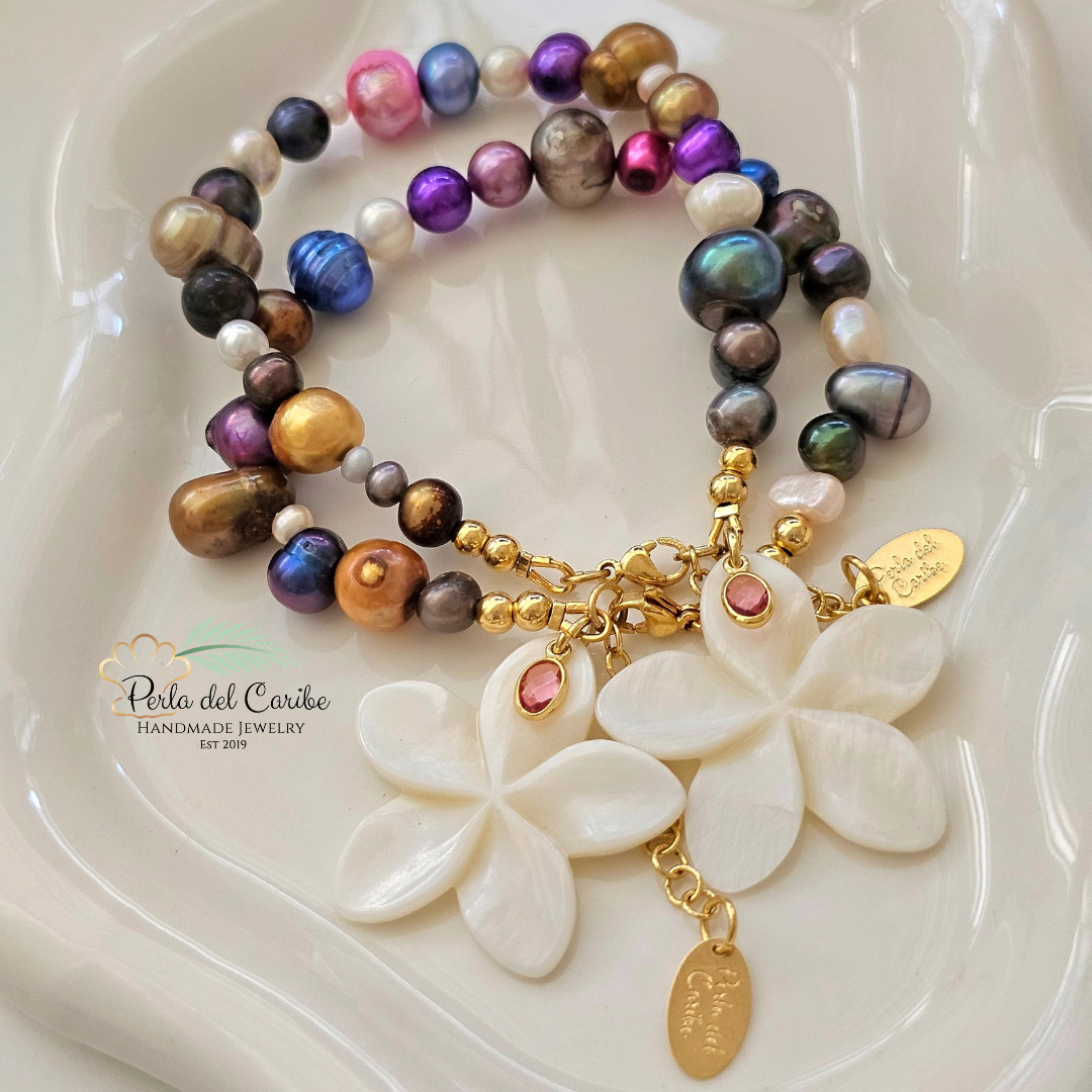 Mixed Pearls and Flower Bracelet