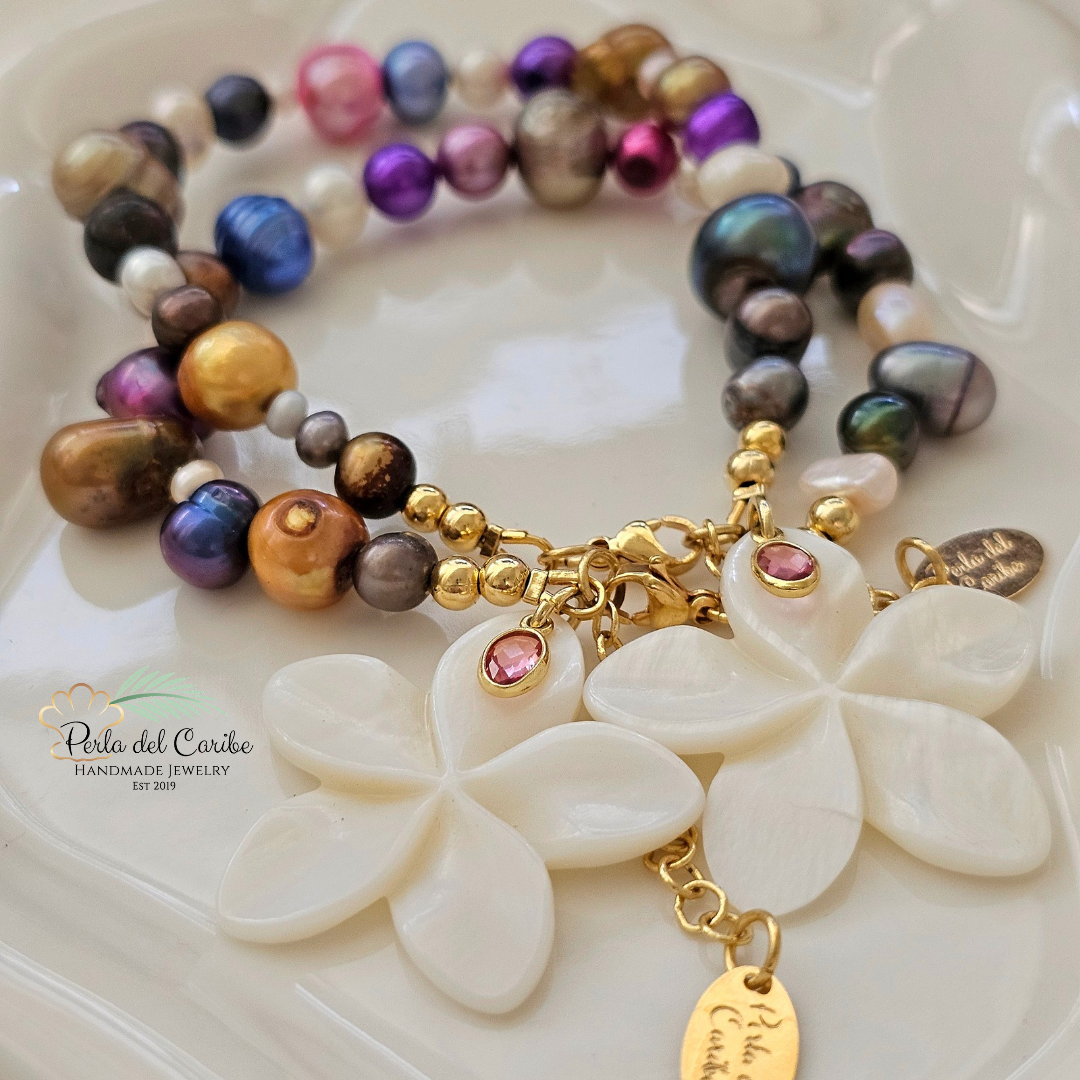 Mixed Pearls and Flower Bracelet