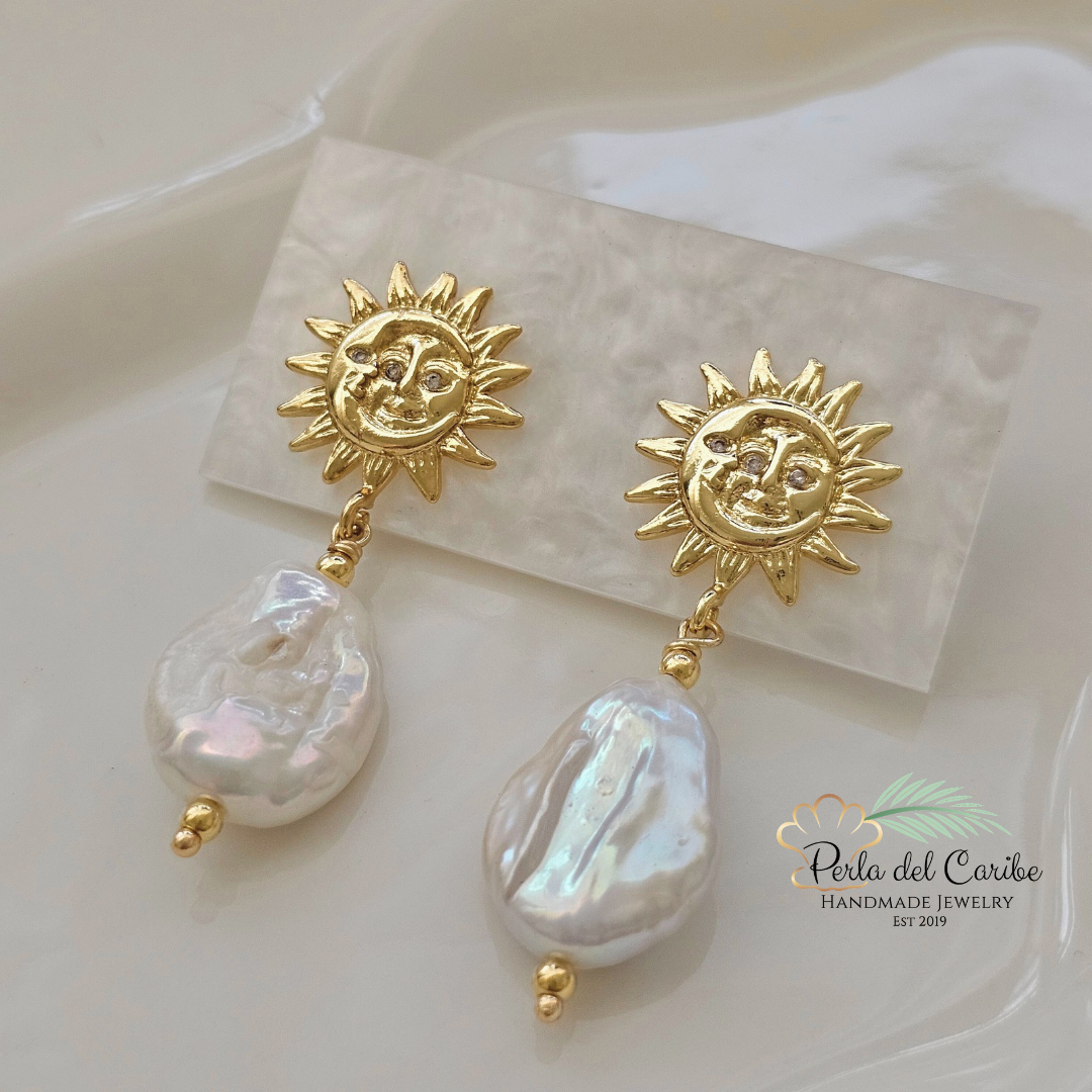 Sun, Moon & Pearls Earrings