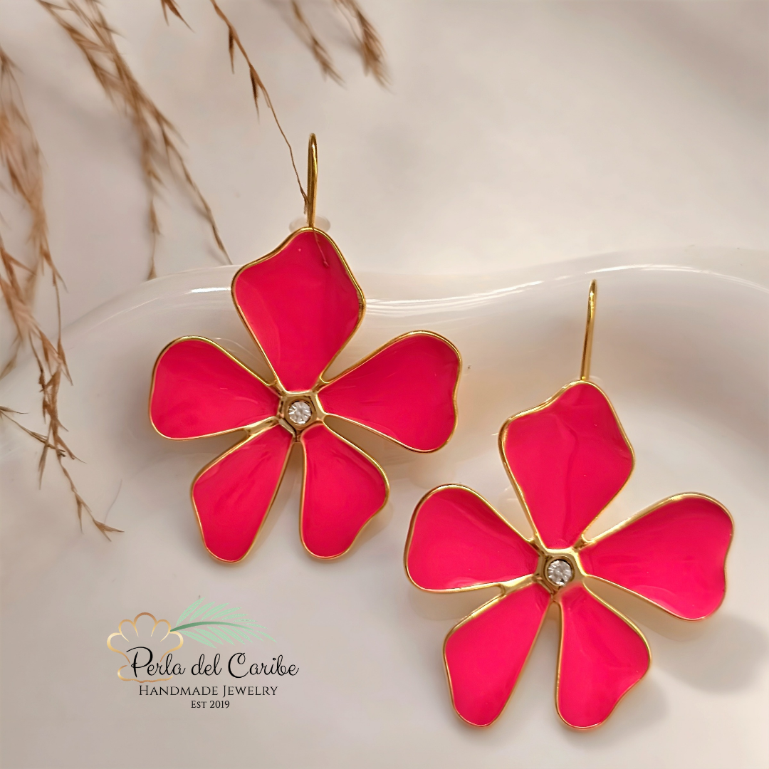 Red Flower Earrings