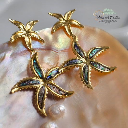 Abalone Shell Starfish Earrings