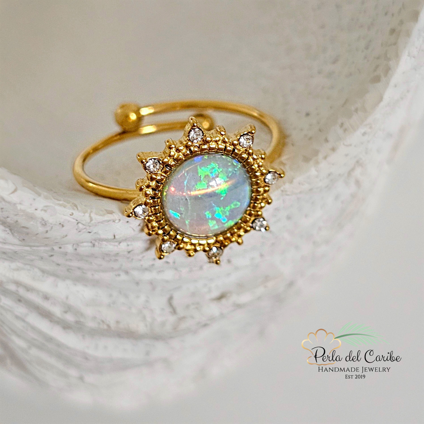 Opal Golden Blue Ring