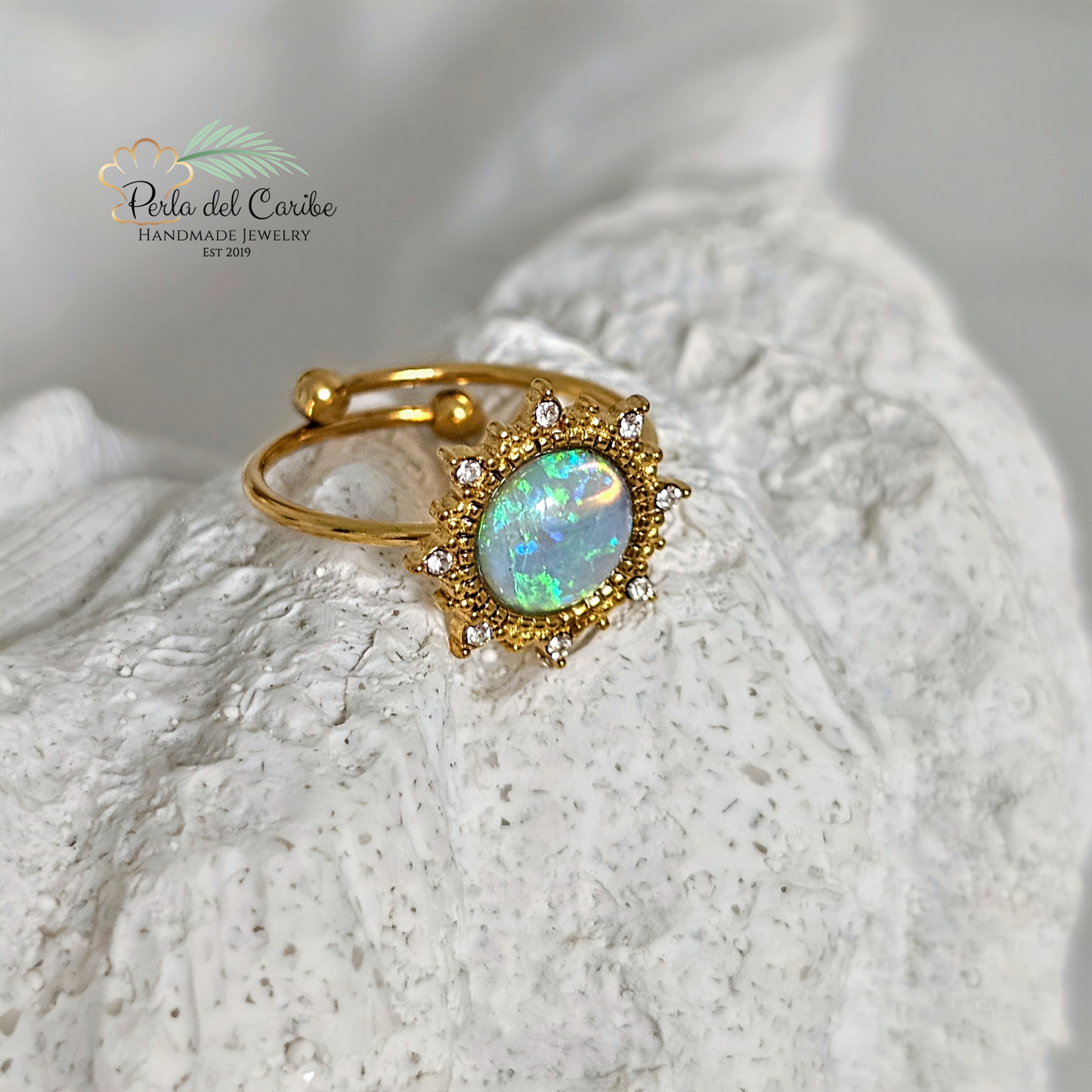 Opal Golden Blue Ring