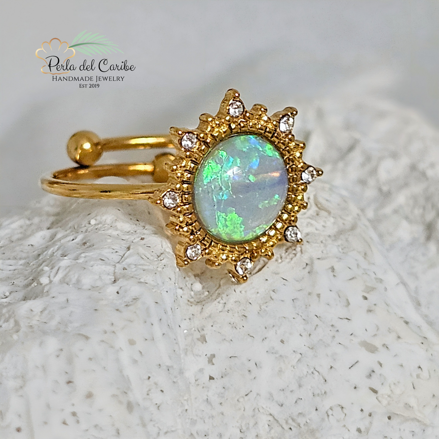 Opal Golden Blue Ring