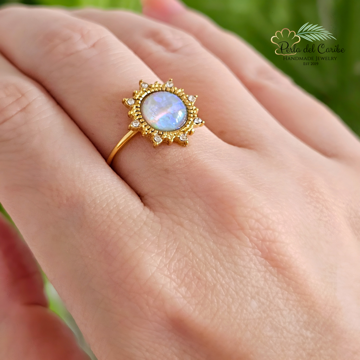 Opal Golden Blue Ring