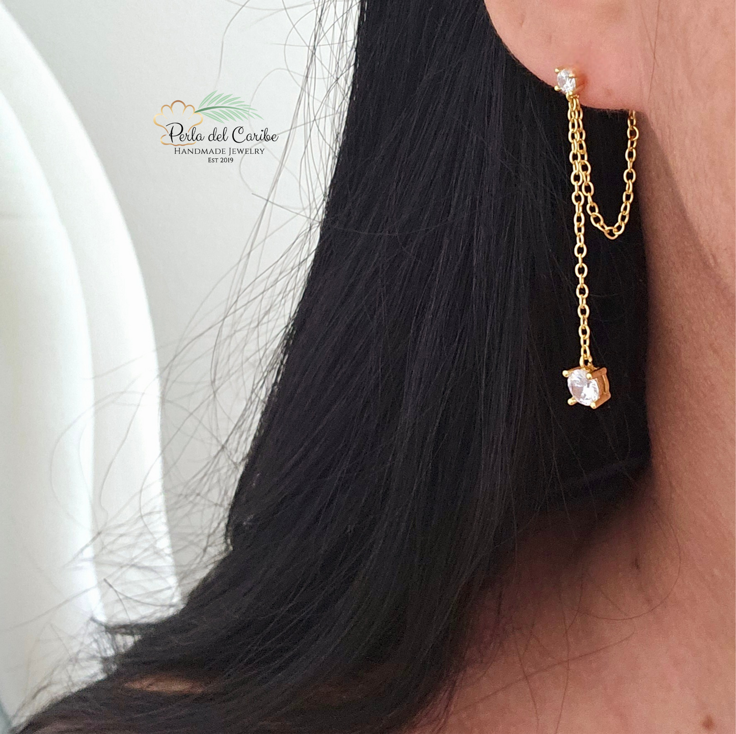 Zirconia Chain Earrings