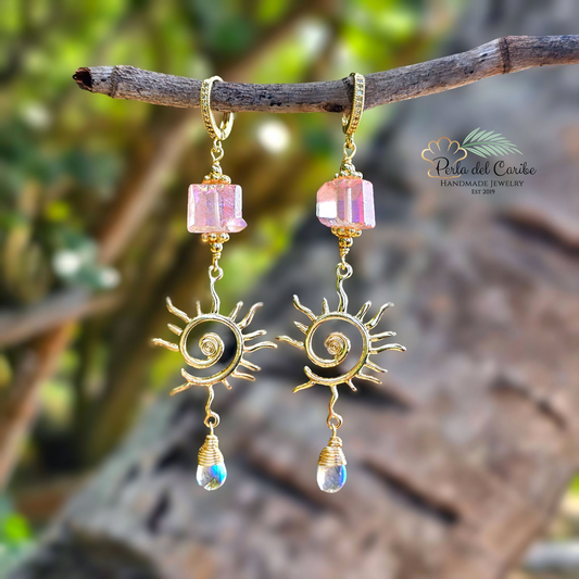 Quartz Sun Earrings