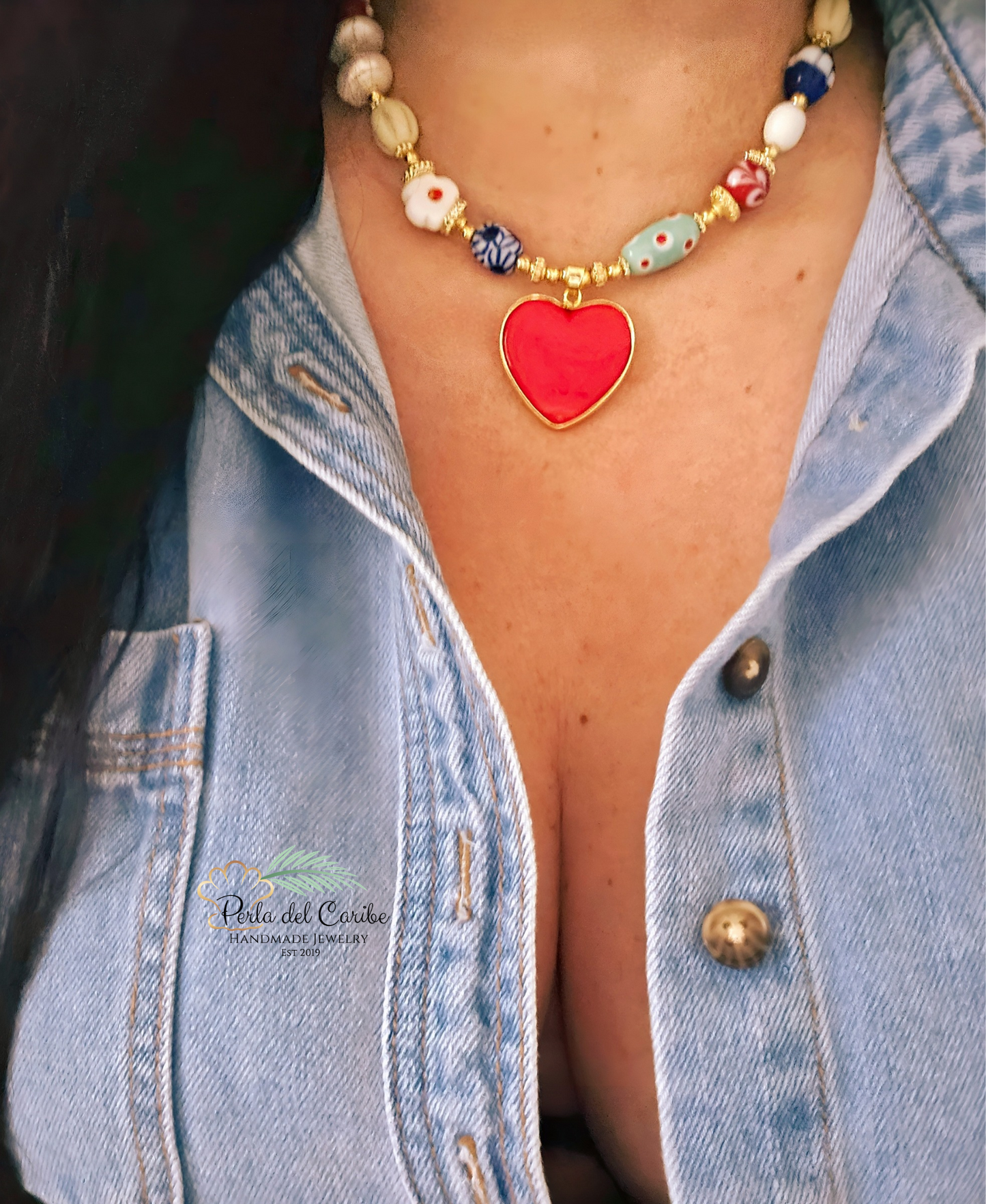 Murano Red Heart Necklace