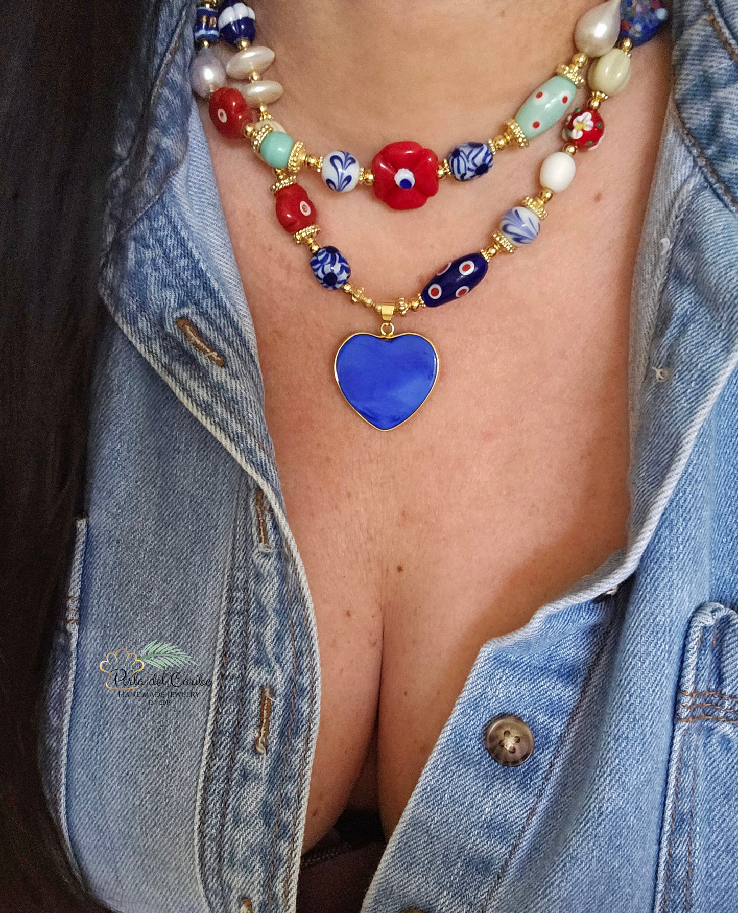 Murano Blue Heart Necklace