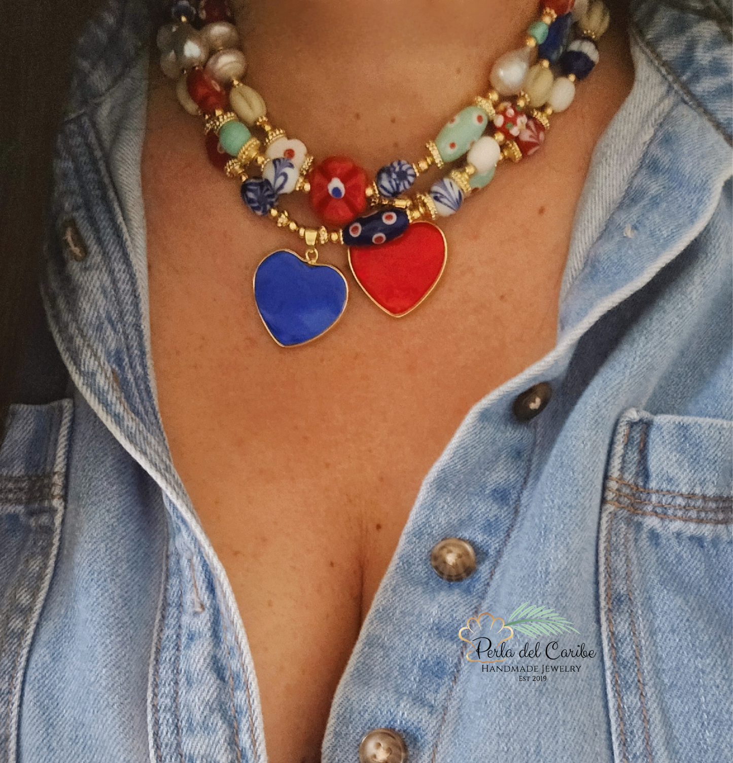 Murano Blue Heart Necklace