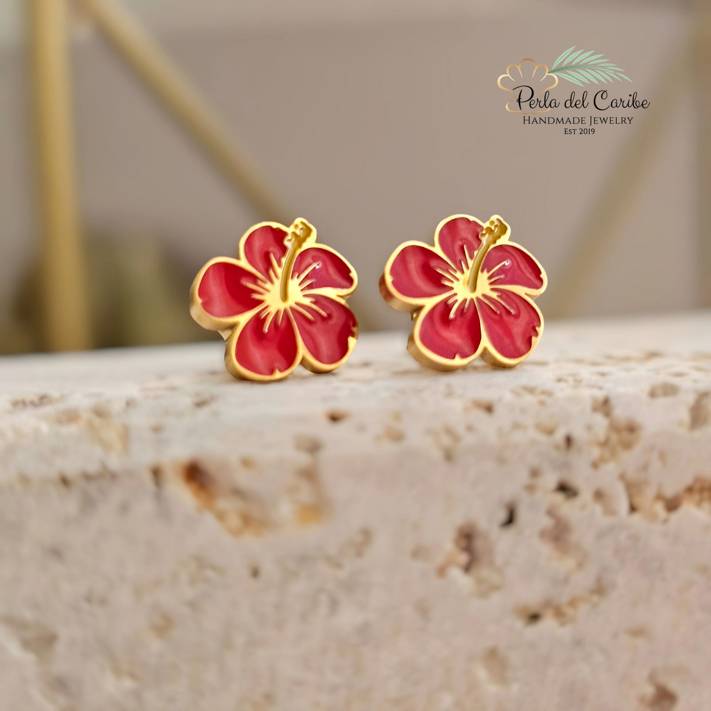 Mini Red Amapola Studs