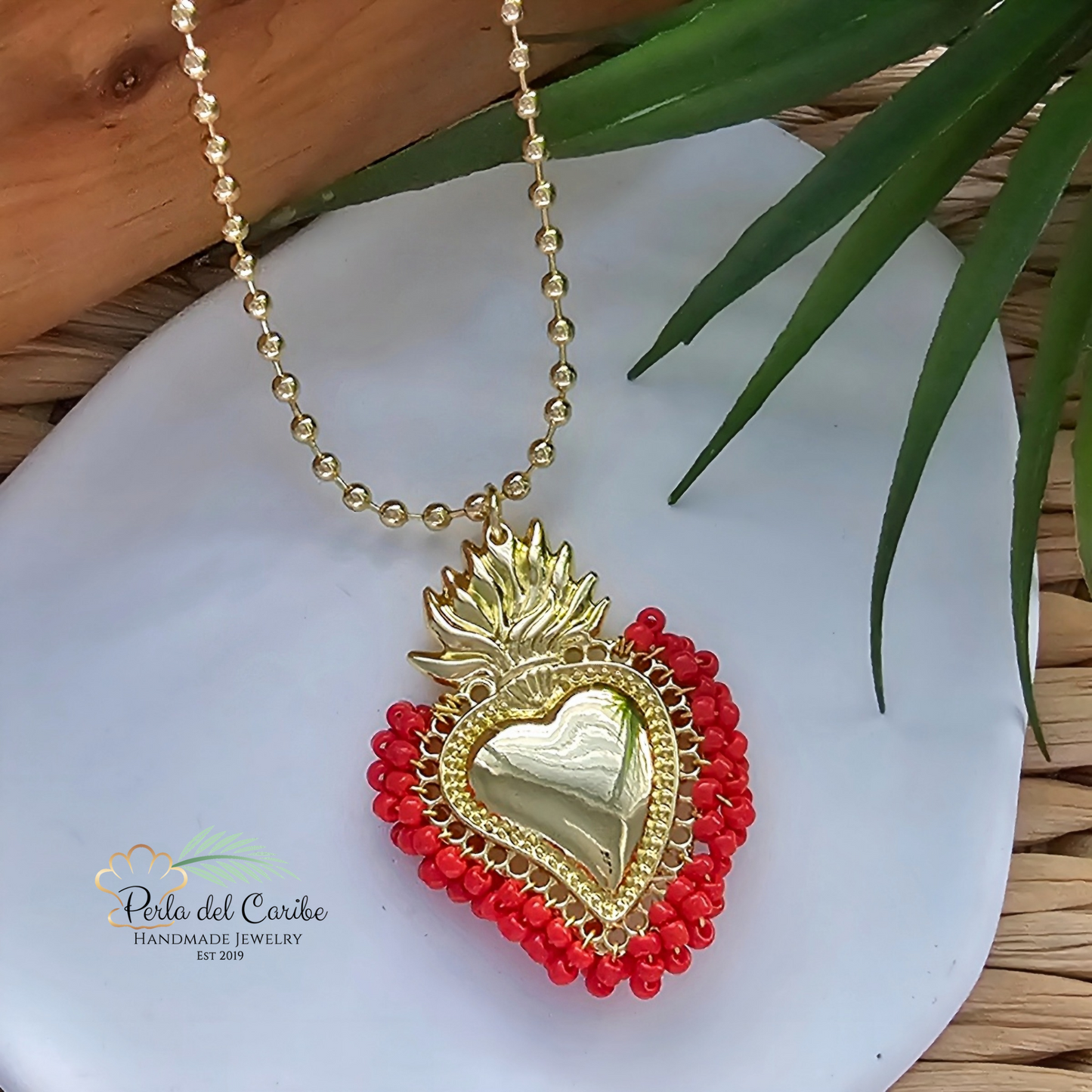 Beaded Sacred Heart Chain