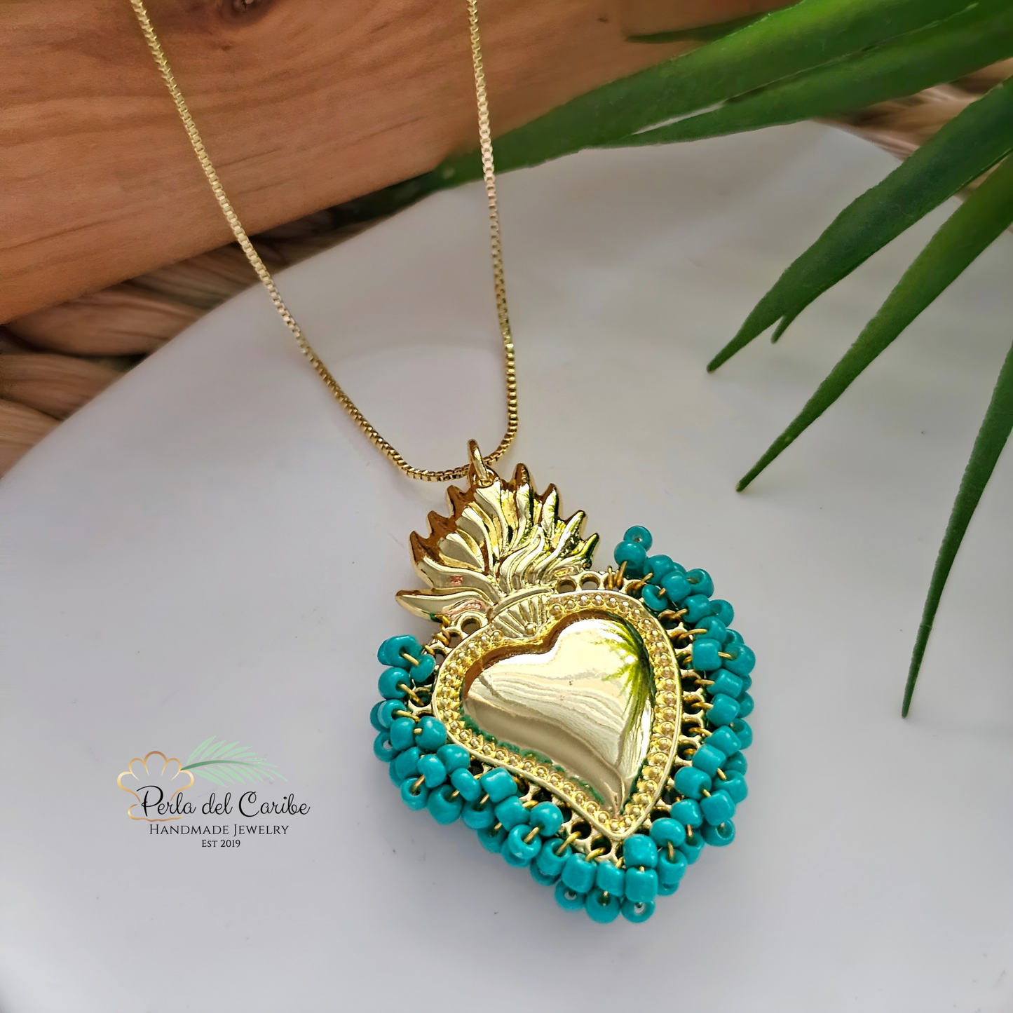 Beaded Sacred Heart Chain