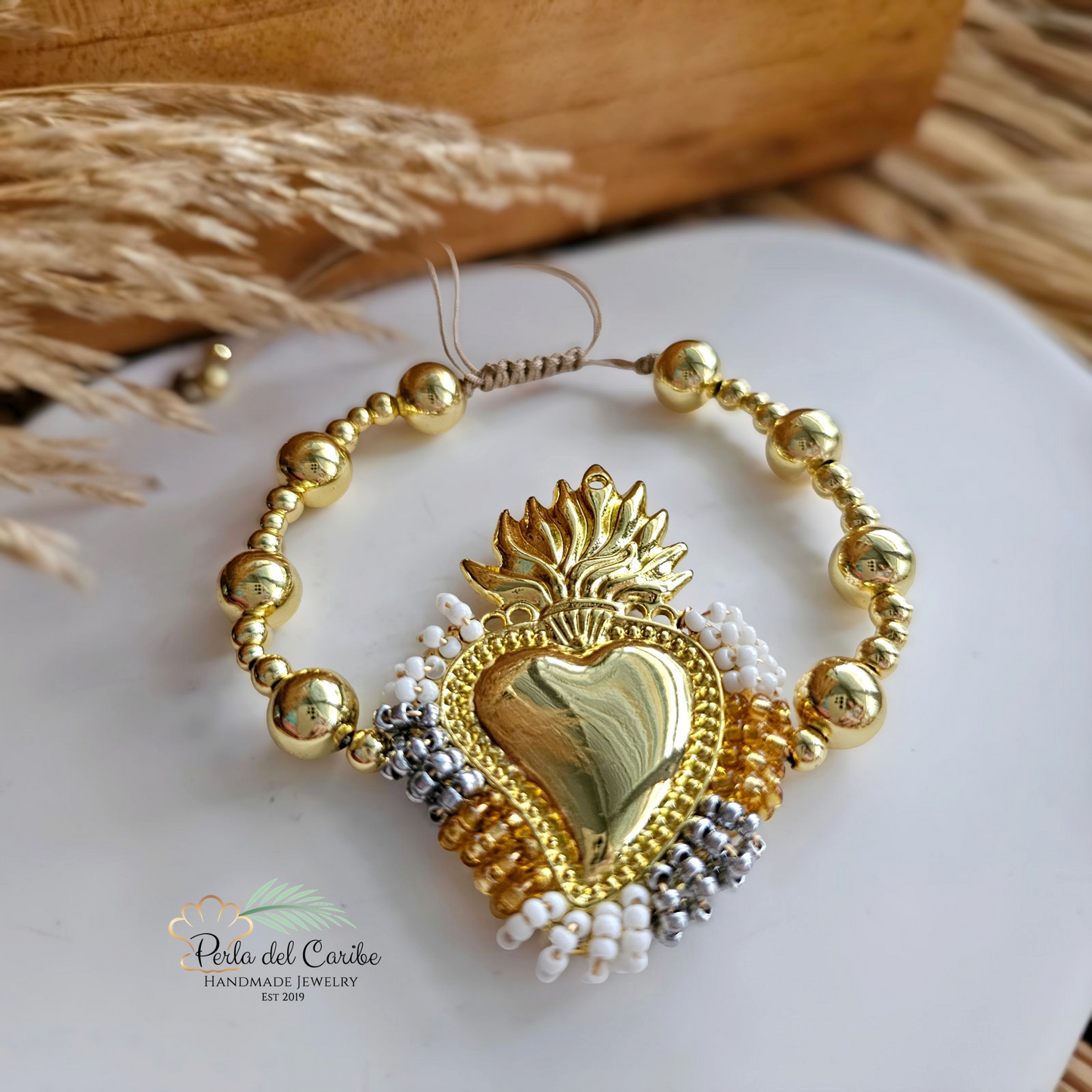 Beaded Sacred Heart Bracelet