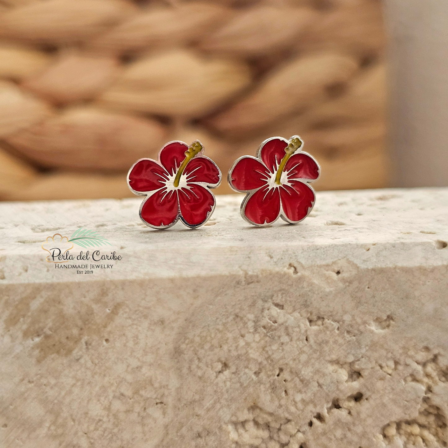 Mini Red Amapola Studs