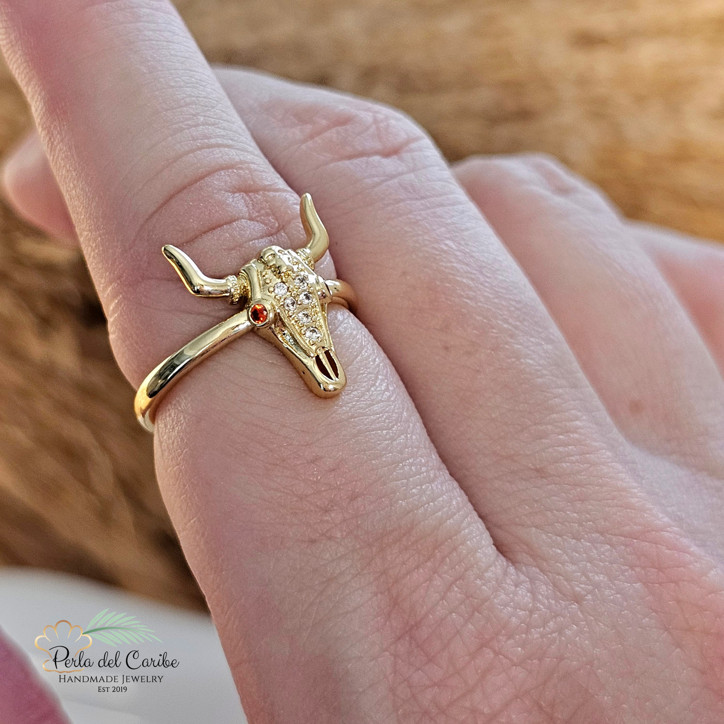 Cow Skull Adjustable Ring