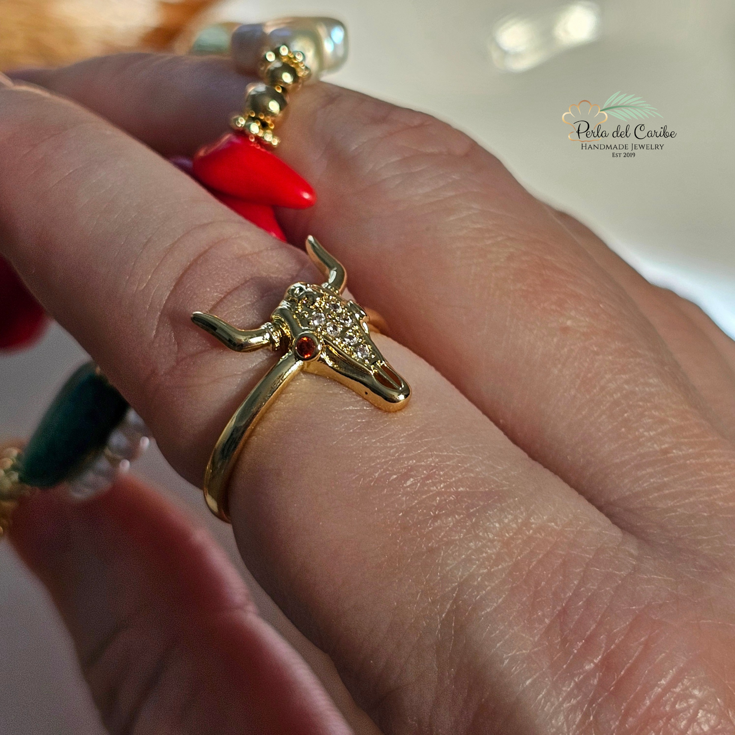 Cow Skull Adjustable Ring