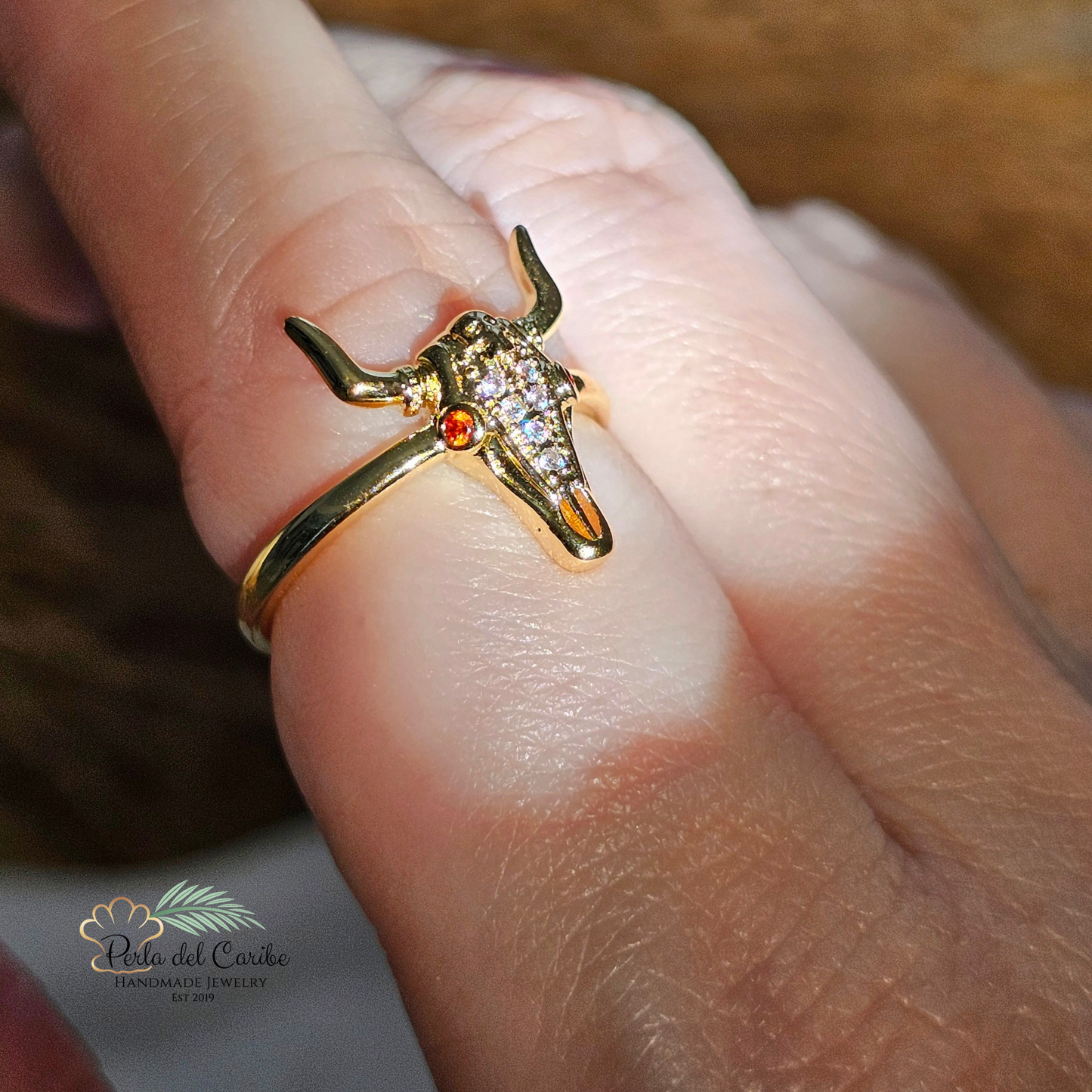 Cow Skull Adjustable Ring