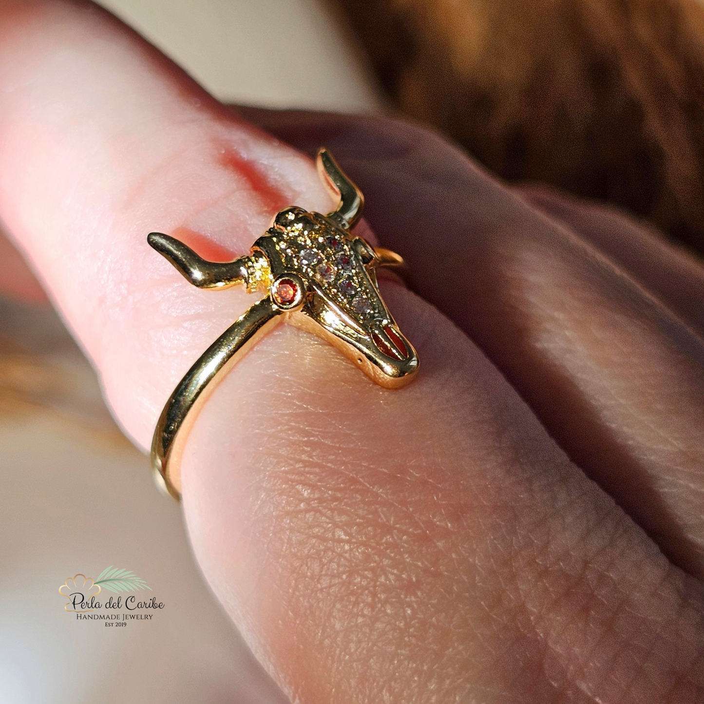 Cow Skull Adjustable Ring