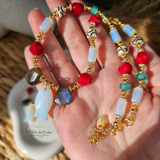 Opal Fish Necklace