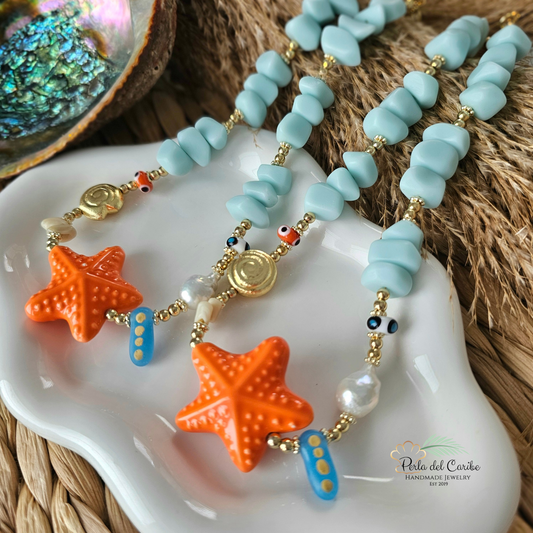 Chunky Starfish Choker (Orange)