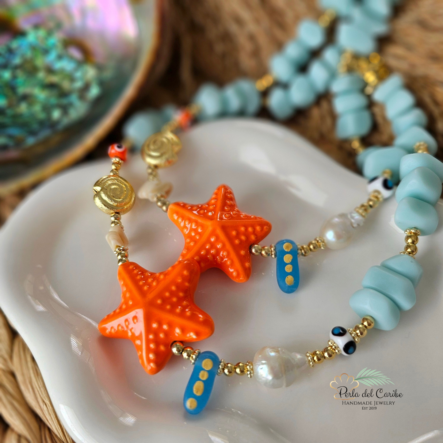 Chunky Starfish Choker (Orange)