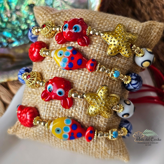 Red Crab/ Dotted Fish Bracelet