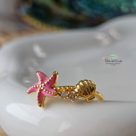 Starfish & Shell Ring